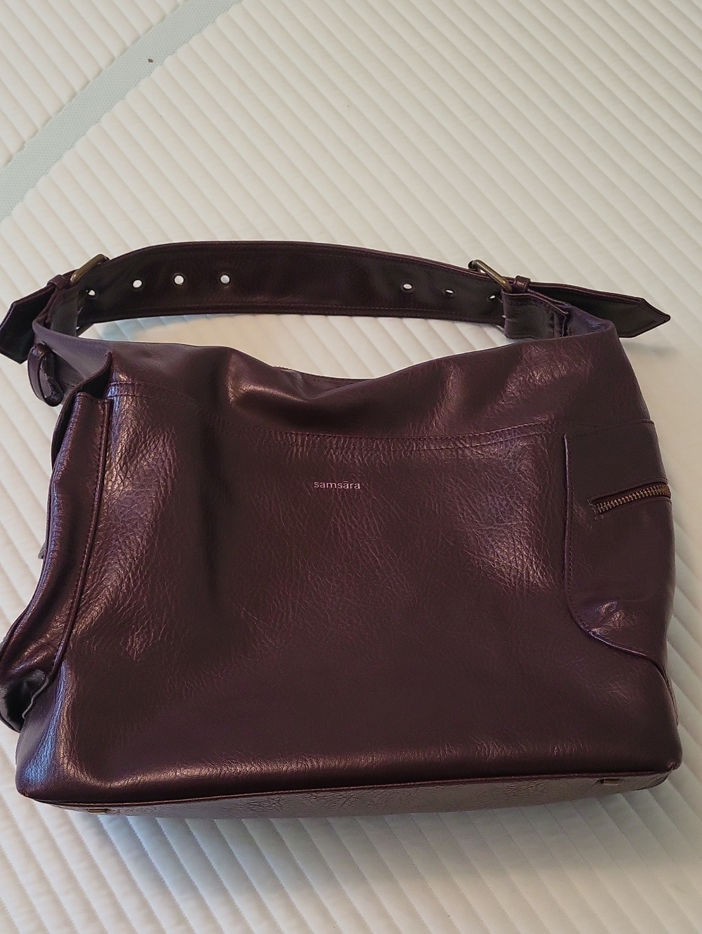 SamSara Plum Shoulder Bag with Adjustable Strap